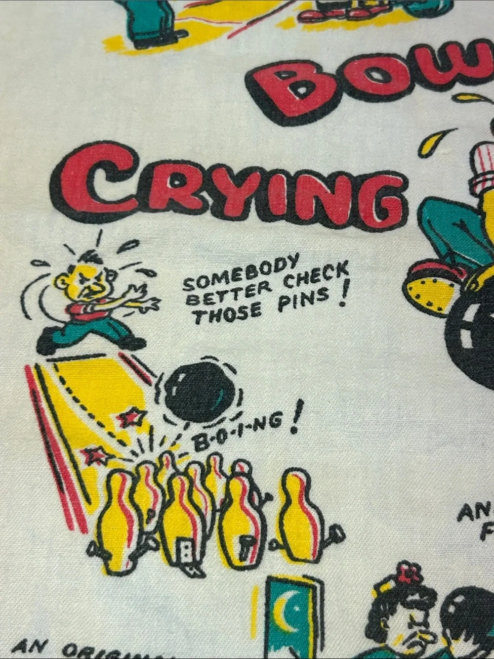 50’s Vintage Bowling Cartoon Hand Towel